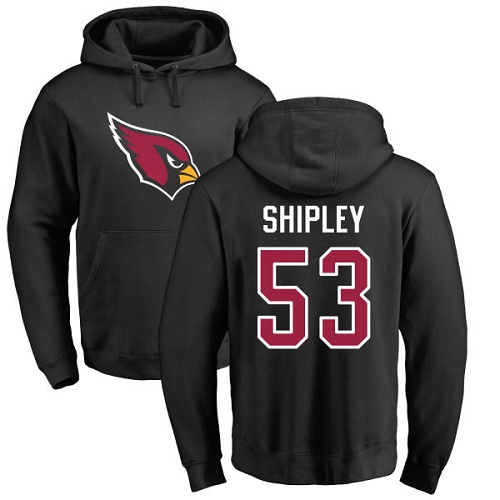 Arizona Cardinals Men Black A.Q. Shipley Name And Number Logo NFL Football #53 Pullover Hoodie Sweatshirts